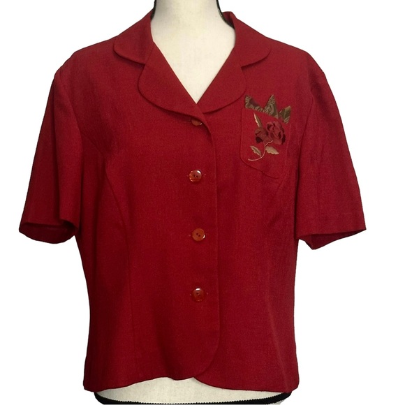 3/$10 Koret Blazer 16P Red Short Sleeve Jacket - Picture 2 of 8